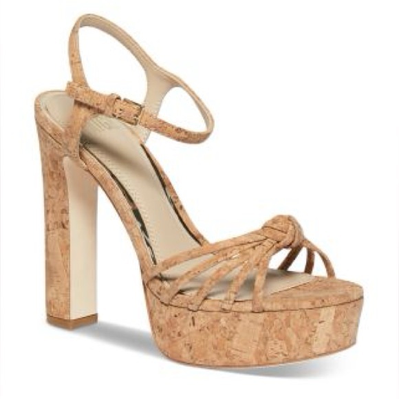 Aqua Shoes - Aqua Tan Cork Strappy Heels